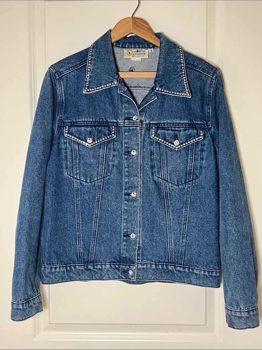 Christine Alexander Blue Denim Jacket with Stud Accents Small